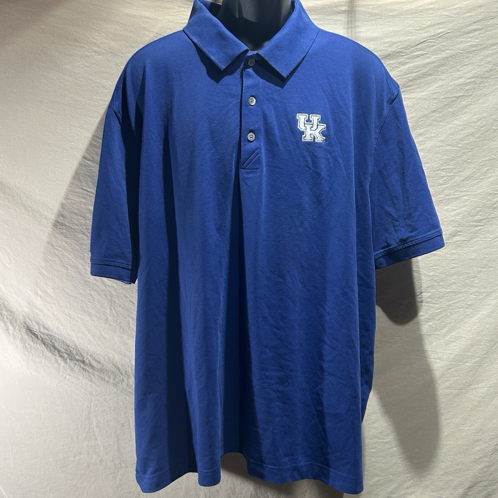 Cutter & Buck Kentucky Wildcats UK Polo Shirt Mens XXL Blue Short Sleeve Golf